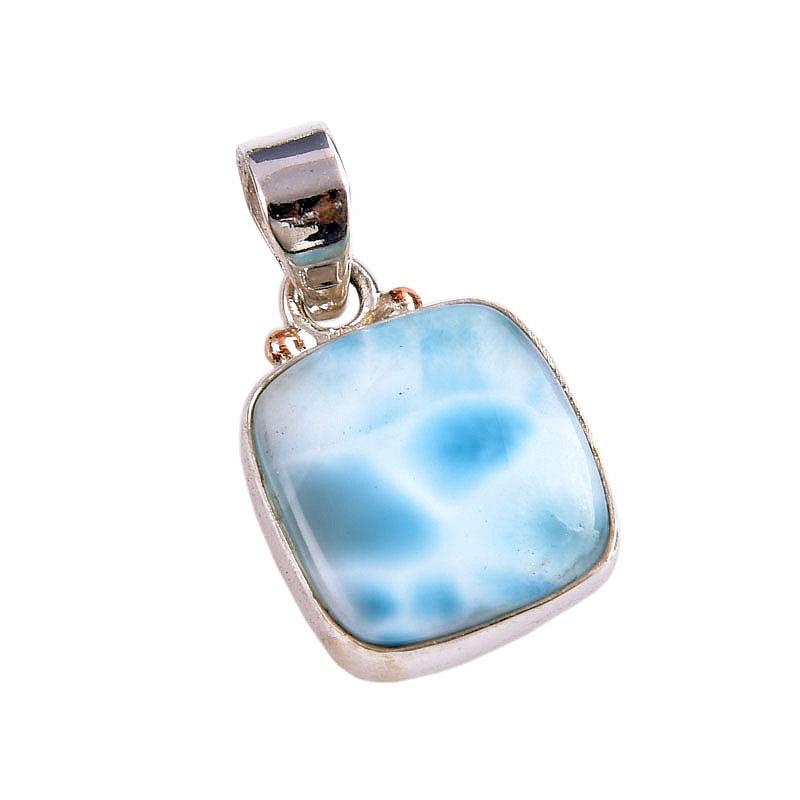 Natural Republic Larimar Gemstone 925 Solid Sterling Silver Pendant 1.25'' Z0s22