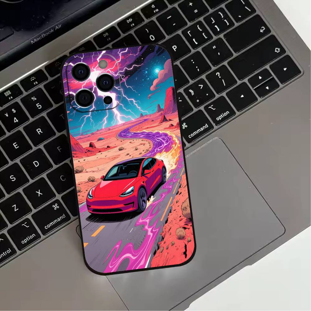 COOL Car Mo-del Y Phone Case For iPhone 17,16,15,14,13,12,11 Plus,Pro Max,XS,Soft Silicone Black Cover iPhone14Plus