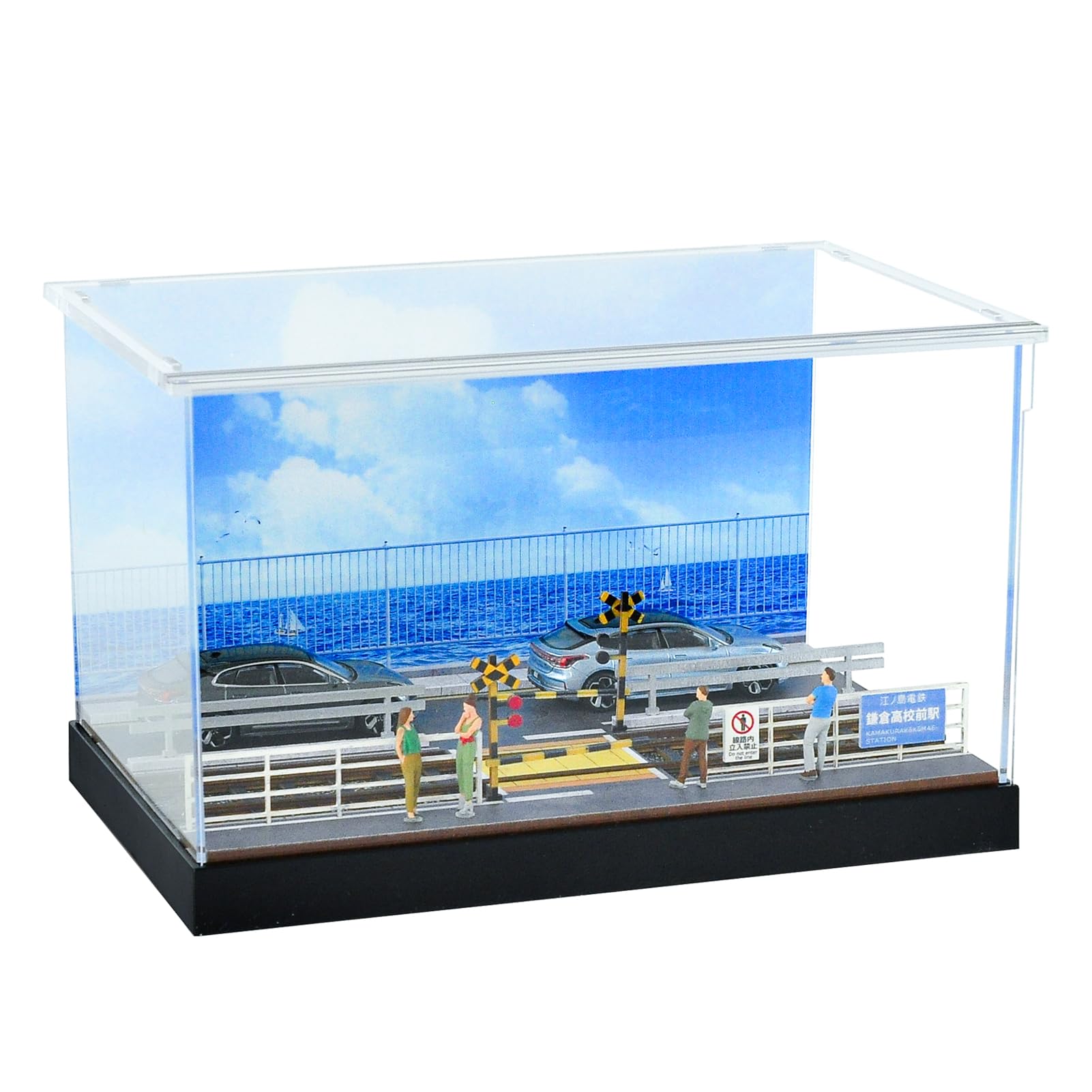 

cxiuiui Kamakura Railway Scene Parking Lot Display Case with Transparent Acrylic Cover Garage Model Collection Case Birthday Gift Assembly Required