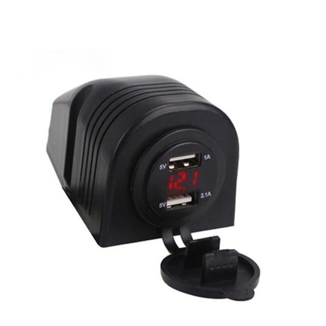 Waterproof Dual USB 3.1A Voltmeter Car Charger Dustproof with Tent Base for Car Truck Motorcycle Boat ATV Accessories