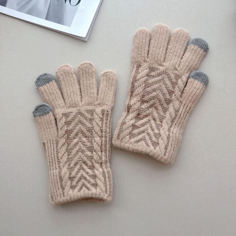 Neue Handschuhe Damen Winter Gestrickt Samt Jacquard Paar Warm Mode Winterhandschuhe
