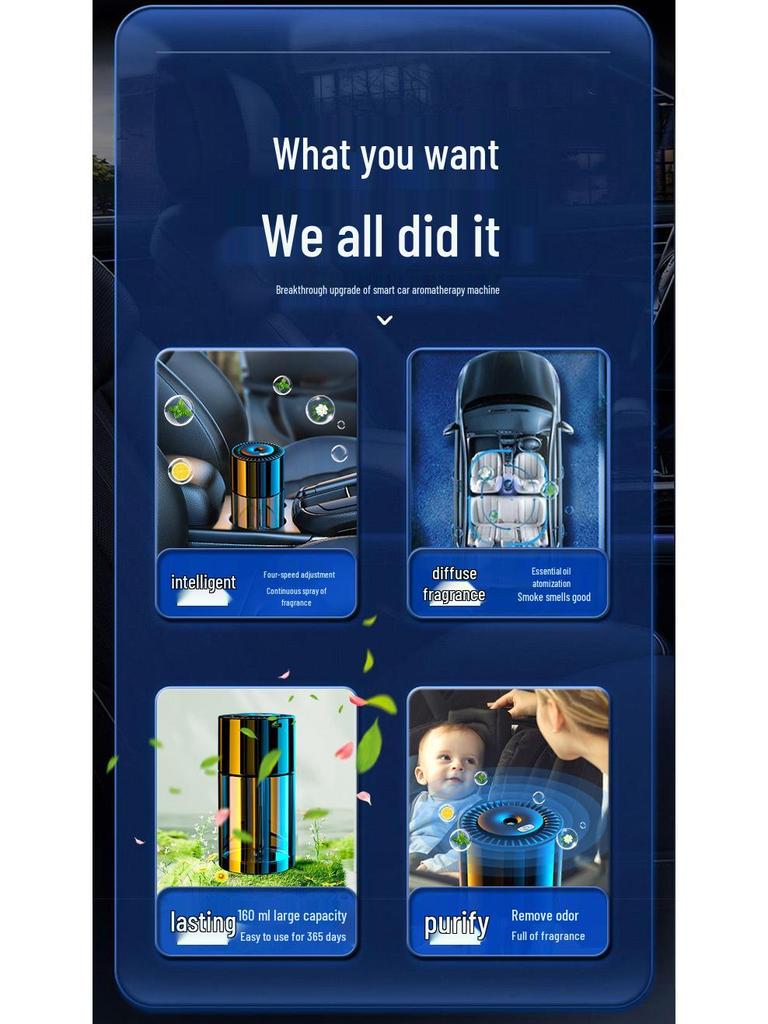 Smart Car Air Freshener: Automatic Aromatherapy Spray for Odor Removal in High-End Vehicles for Men