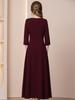 Zhilian Angola Red Handmade Rhinestone Seven-Sleeve High-Waist A-Line Long Dress (Spring 2026)