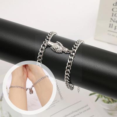 1 Pairs Couple Hold Hands Magnet Bracelets Decoration Friendship Chain Fashion Bracele Valentines Jewelry Gift For Women Me K9t3