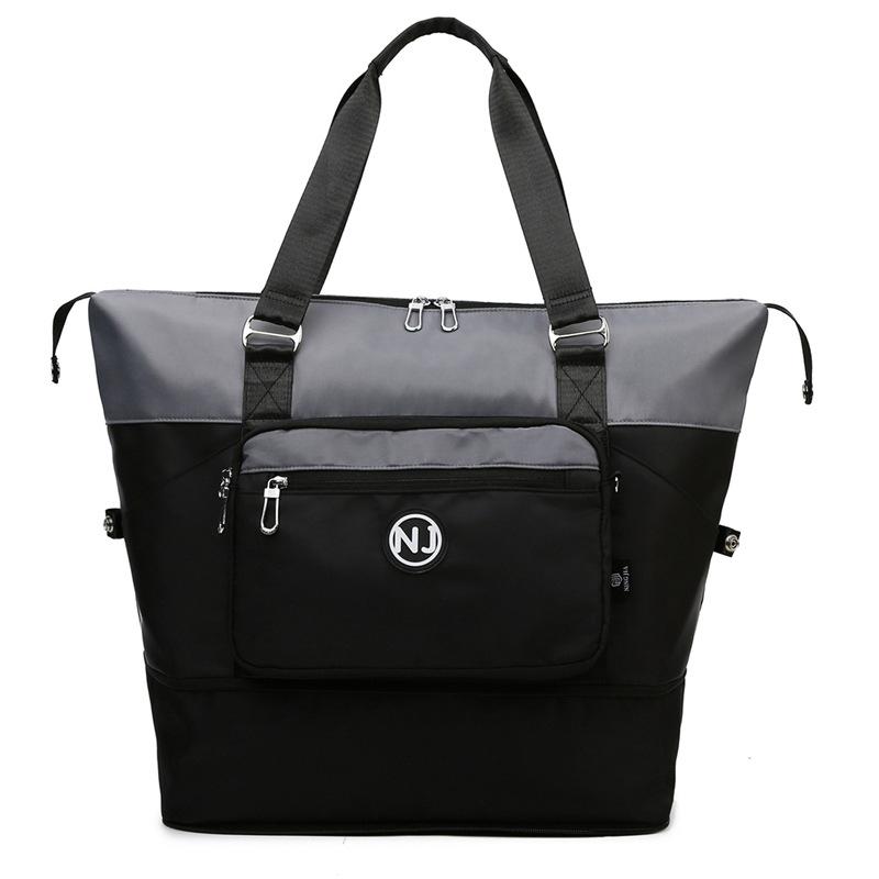

Portable foldable wet and dry separation sports gym bag for going out, large capacity expandable travel bag can be set on a pull bar чорний