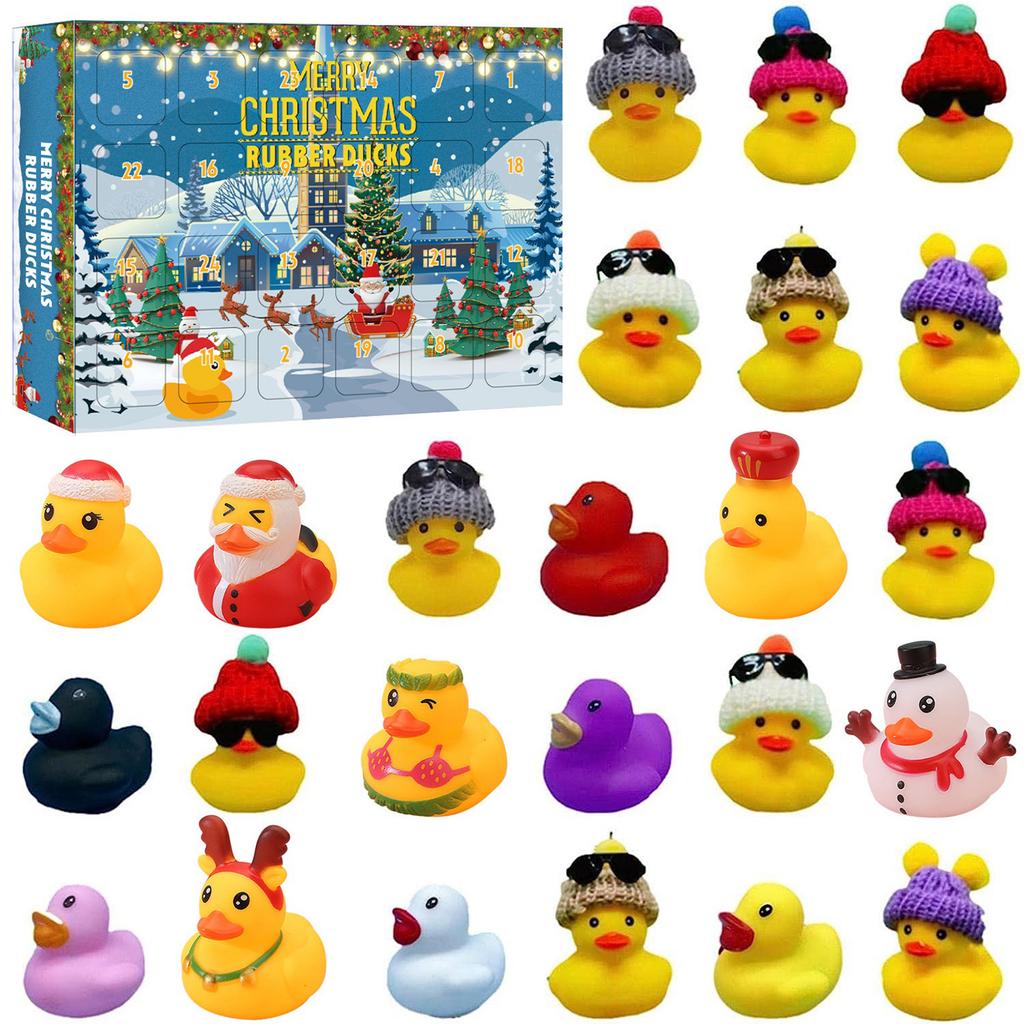 Duck Advent Calendar 2025 with 24 Rubber Ducks 24 Days Christmas Countdown Calendar Duck Set Advent Calendar for Boys Girls Kids
