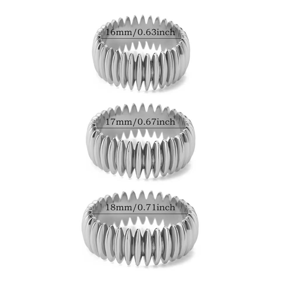 Design Retro Gold Color Stainless Steel Concave and Convex Sawtooth Rings for Men Women Hip Hop Rock Jewelry Gift