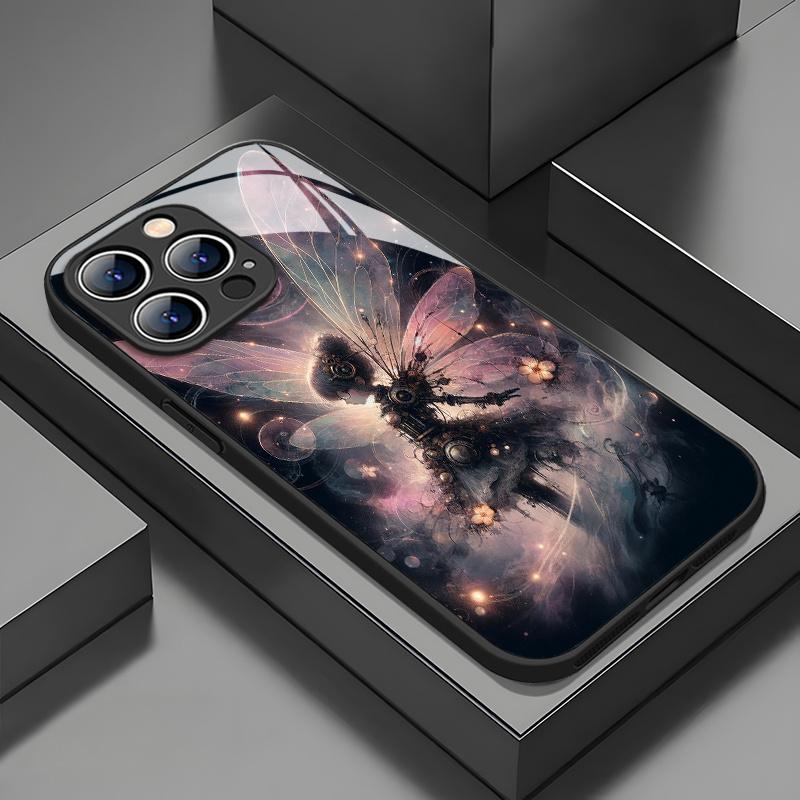 Sternen-Schmetterlingsmuster Glas Handyhülle Geeignet für iPhone 17 16 15 14 13 12 11 Pro/Max/Plus Sturzfest und Stoßfest