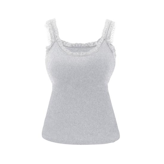 Spitzen-Tanktop für Damen Spaghettiträger Ärmelloses Camisole-Top mit integriertem BH