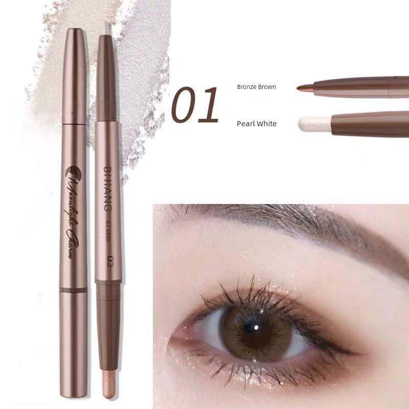 South Korea Counter 4D Eye Shadow Pen Female Dual Head Dual-Use Waterproof and Durable Champagne Highlight Highlight Outline Concealer Pen