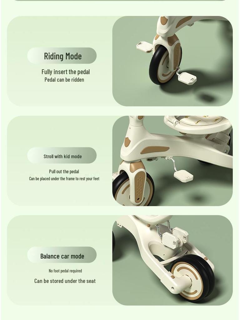 Multifunctional Children's Tricycle & Baby Stroller: 1-3 Years, Reclining, Lightweight Design