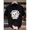 Summer Cotton T-shirt Couple Top Cute Cat Cartoon Loose Casual Shirt