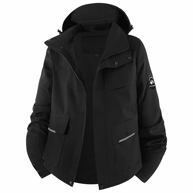 Women s Reflective Hooded Waterproof Windbreaker: Autumn/Winter Mountaineering Jacket with Windproof Design for Outdoor Sports S