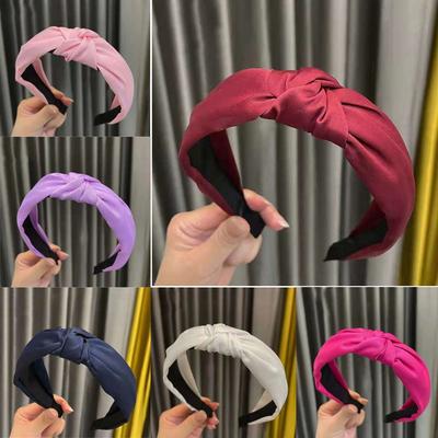 Fabric Headband Solid Color Makeup Hair Accessories Hair Bands Satin Head Band Cross Knot Hair Hoop