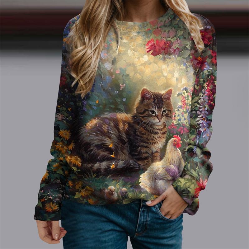 

Fashion Art Pattern 3D Printing Cat Cartoon Women s Long Sleeve XS