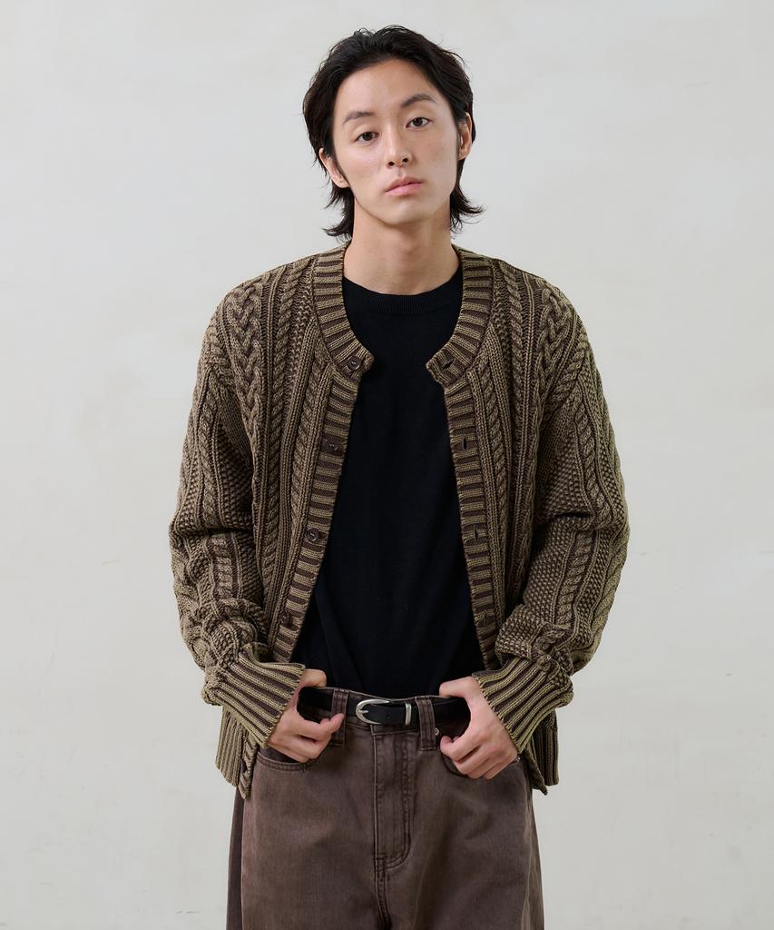 Knouun Faded Cable Knit (Brown)