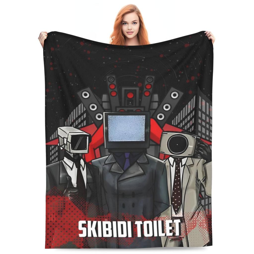 Skibidi Toilet Speakerman Deka Cestovní Kancelář Flanelové Přehozy na Postel Do Obývacího Pokoje Super Měkká Kvalitní Přehoz s Možností Vlastní Úpravy