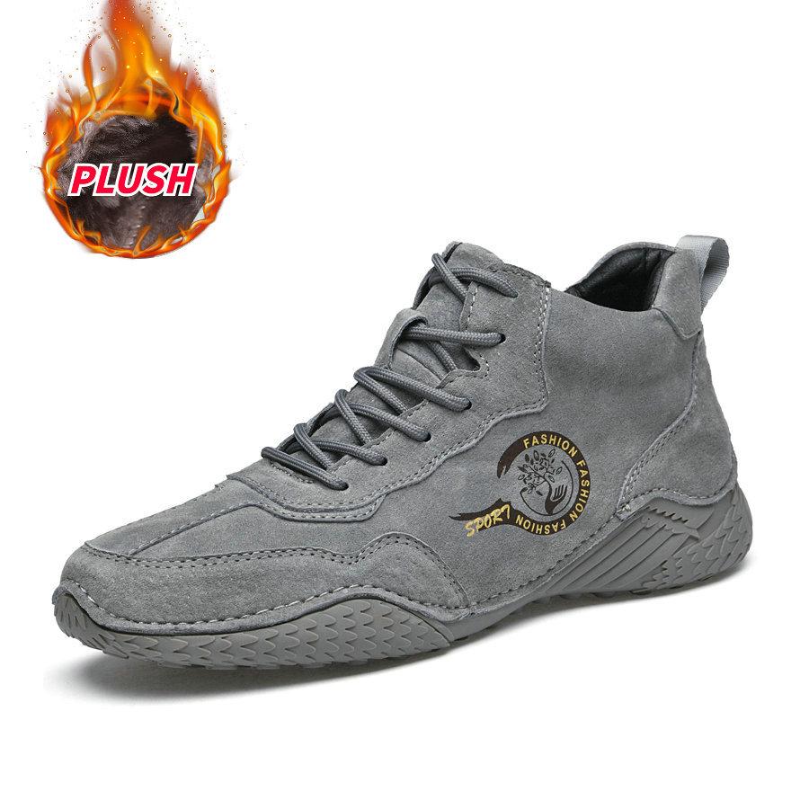 Leather Men's Shoes High-top Cotton Shoes Men's Casual Shoes Winter Velvet Thickened Shoes Martin Boots Men's