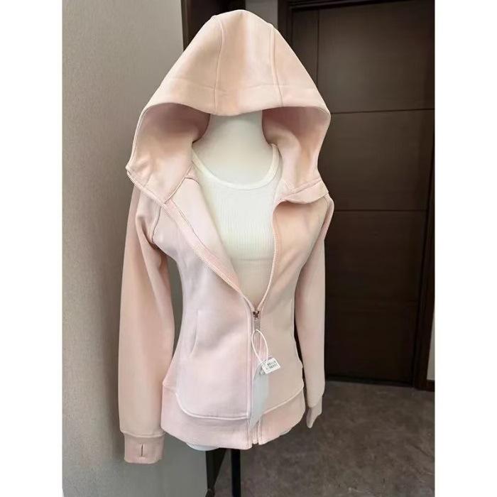 Milk Fufu Korean Style Slim Fit Long Sleeve Women's Hoodie Jacket