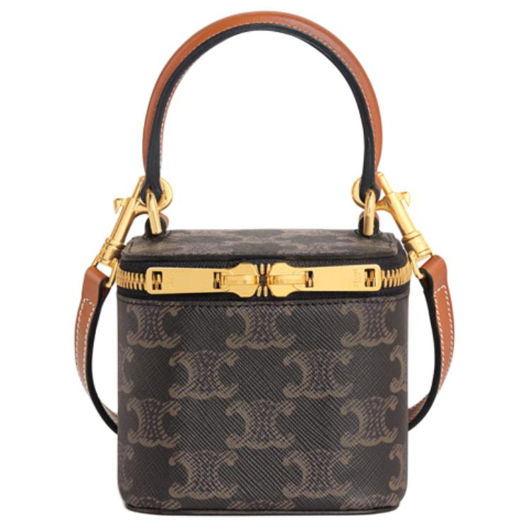 

Celine Triomphe Monogram Adjustable Detachable Shoulder Strap Box Bag Crossbody Canvas With Calfskin Trim Tote Mini Women Handbags 10J762CZ1-04LU Box(Basic Set+Box)