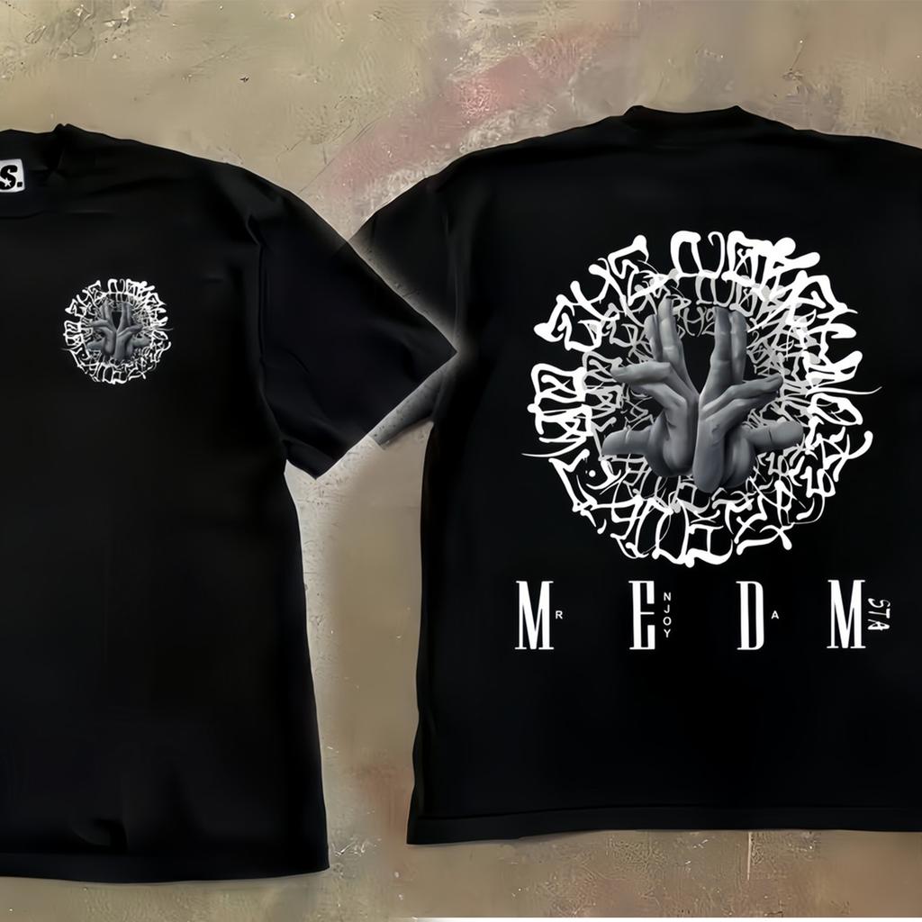 Funny Hands and Letters Men Clothes Fashion Summer T-Shirts Streetwear 100% Cotton Loose Tops Breathable Tee