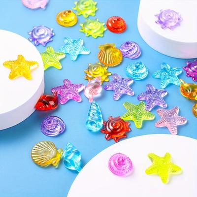 30 Pieces of Colorful Simulated Decorative Shells and Creative Transparent Crystal Fish Tank and Swimming Pool Decorations