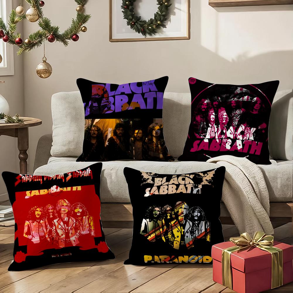 Black S-S-S-Sabbath Band Cushion Cover Pattern Printed Pillowcase For Living Room Sofa Cushion Cover & Bedroom Decor