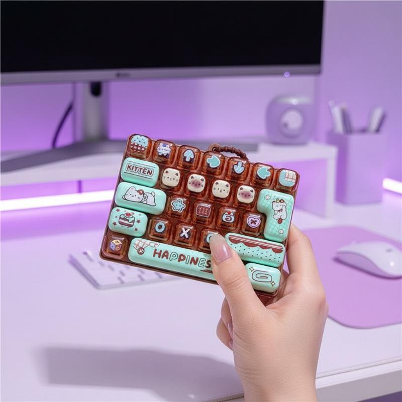 Cute Stress Relief Decompression Toy 26 Key Press Button Toy Durable Bag Ornament For Family Party Favors