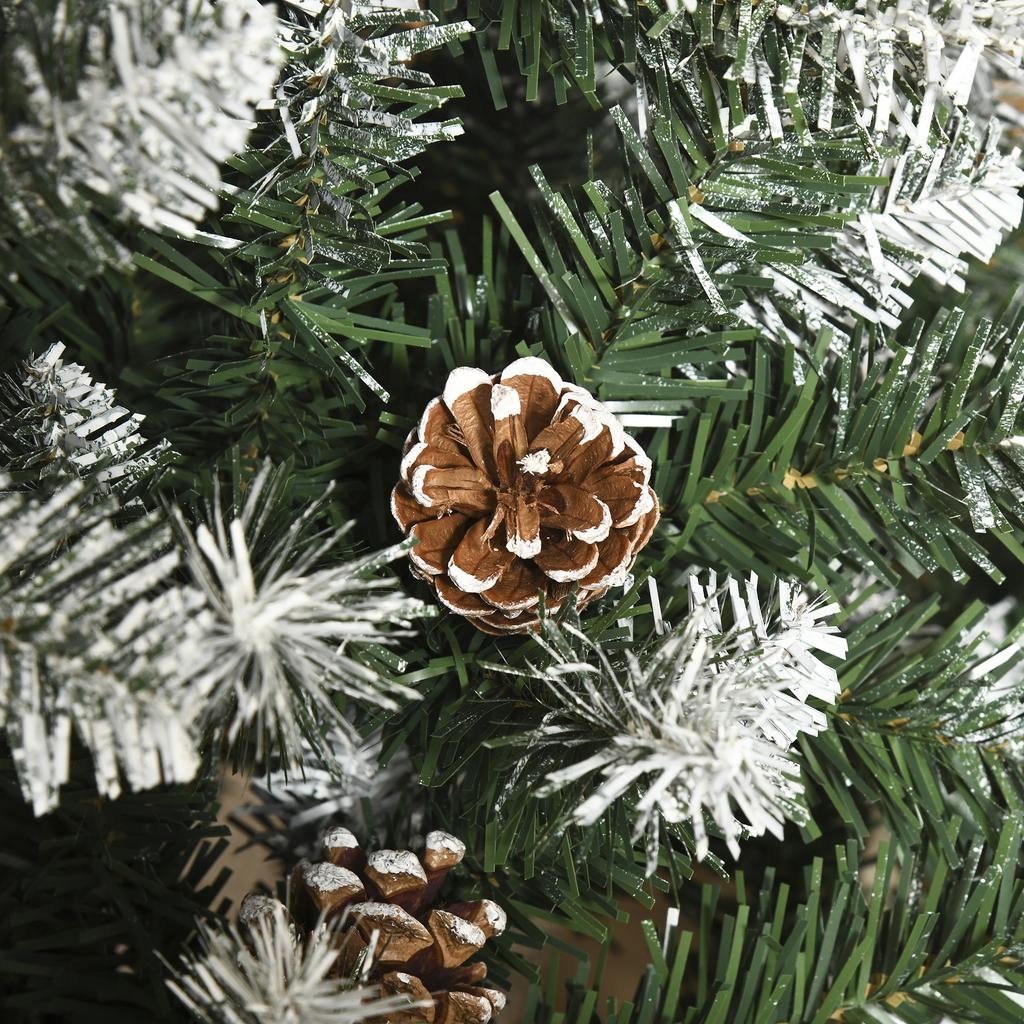 Artificial Christmas Tree, 630 Branches, 37 Pinecones, Snow-Covered Tips, Fire-Retardant, 180 cm