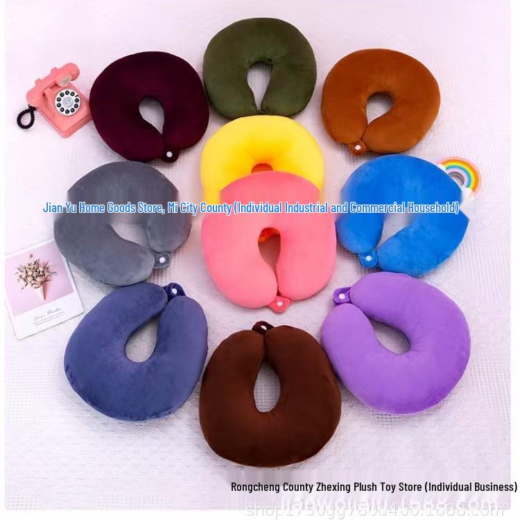 U-Shaped Travel Neck Pillow - Portable Car Support, Multi-Color Options, PP Cotton Comfort