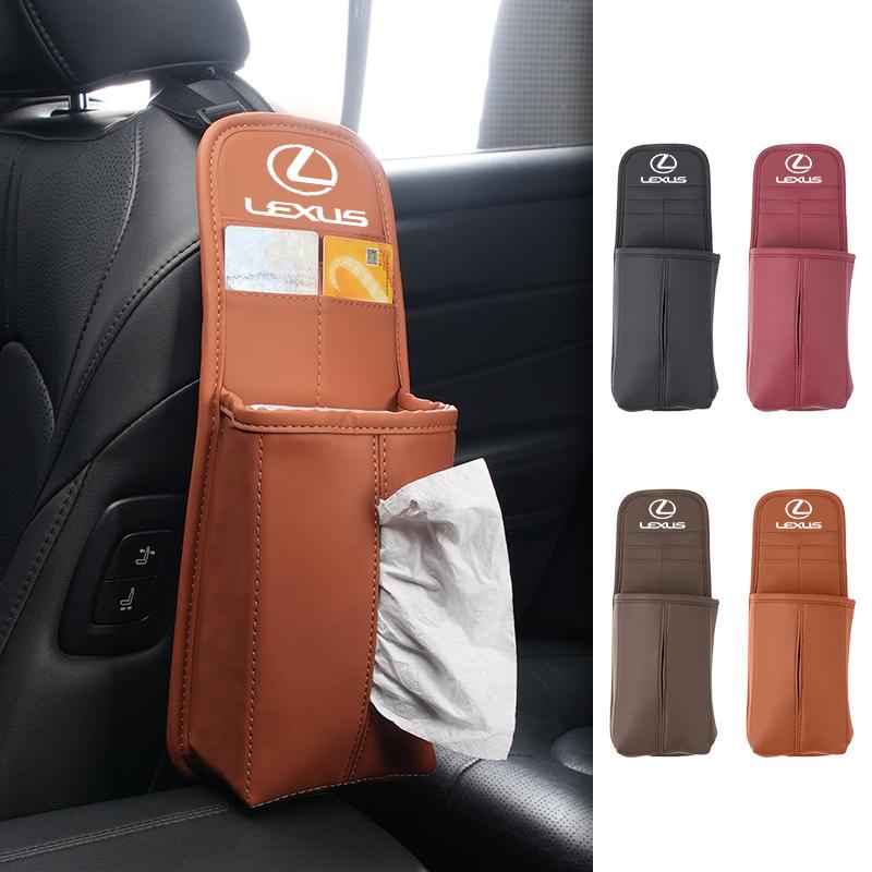 Boîte à mouchoirs pour siège de voiture Sac de rangement pour essuie-tout en cuir Accessoires pour Lexus CT200h ES250 ES300h IS250 IS200 GS300 GX470 GS460