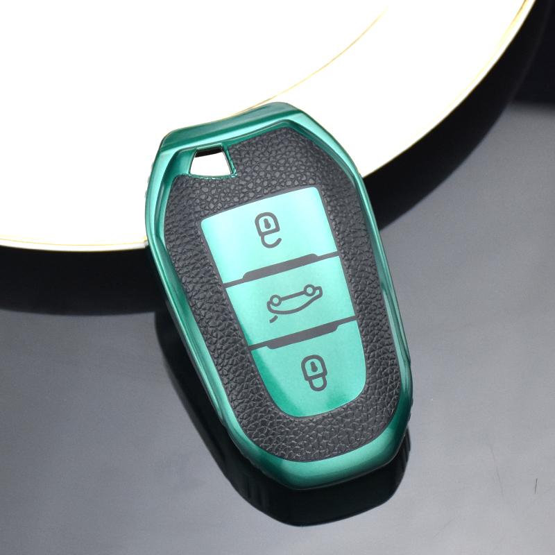 

Кожаный чехол для дистанционного ключа из ТПУ для Peugeot 2008 3008 4008 5008 308 408 508 для Citroen C3-XR C4 C4L C6, защитные аксессуары Key Case зелёный