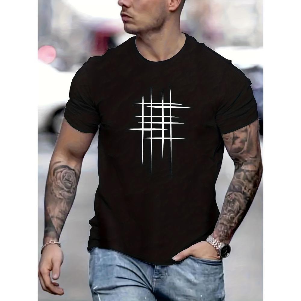Summer Men's Casual Loose Pattern Printed Round Neck Short Sleeved T-shirt Top