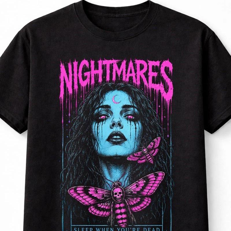 Nightmares Gothic Horror Moth Dark Fantasy Skull Unisex TShirt S