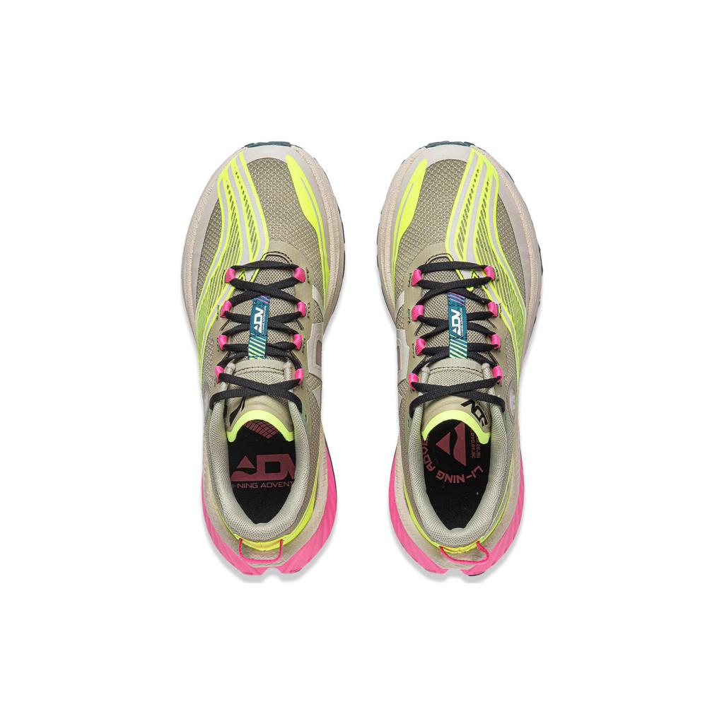 New LiNing Cushioning Slip Resistant And Abrasion Resistant Low Top Trail Running Shoes Women's Green Yellow ARNT004-6