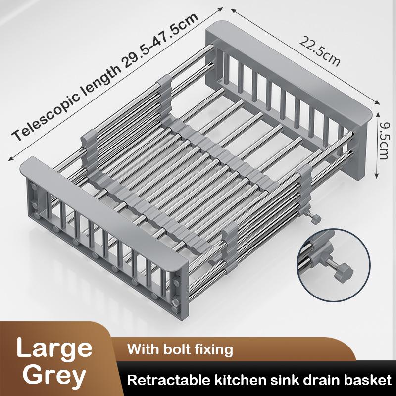 Retractable Drain Basket For Kitchen Sink Storage Basket For Washing Fruits And Vegetables Multifunctional Drain Rack