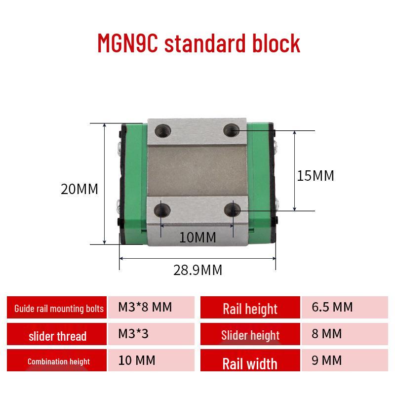 Miniature Linear Guide Slider Rail: MGN9H, MGW12H, 12C, 9C, 7C, 15C, 7H, 15H, 5C.