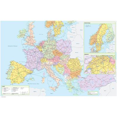 English Maps-European Maps-Route Maps,Unframed,Educational Poster for Home Office Classroom,Travel/Educational Supplies