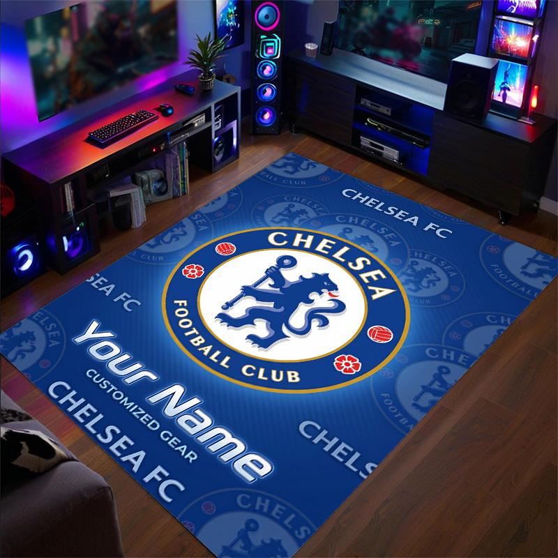 Crystal Velvet Rug Chelsea FC Print Custom Name Text Floor Mat Home Decor