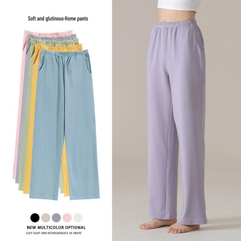 Aifen Teng Women's Loose Fit Cotton Pajama Pants: Summer, Solid Color, Plus Size, Straight Leg, Wear Indoors or Outdoors.