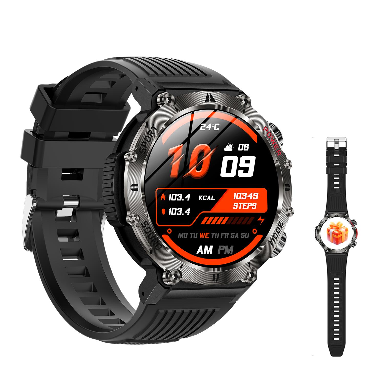 

Смарт-часы QTLLBT, уведомления о сообщениях, функция беспроводного вызова, трекер калорий, шагомер, встроенный светодиодный фонарик, более 100 спортивных режимов