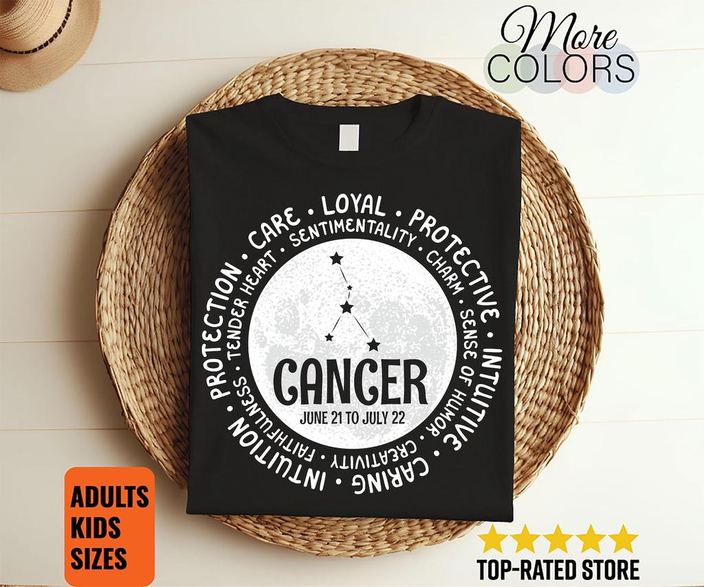 Cancer Facts Traits Horoscope Zodiac Astrological Sign Funny T-Shirt, Born June 21 To July 22, Gifts, Cancer Birthday Christmas Present Tees