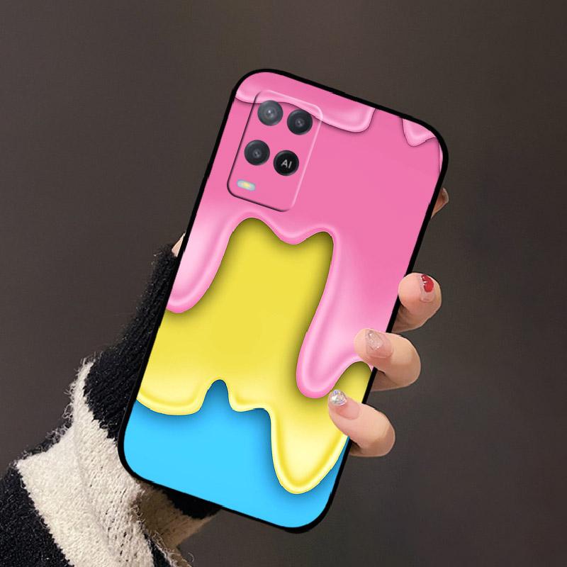 For Oppo A54 4G Case Black Silicone Soft TPU Shockproof Phone Cases For Oppo A54 Painted Phone Cover CPH2239 Protective Fundas