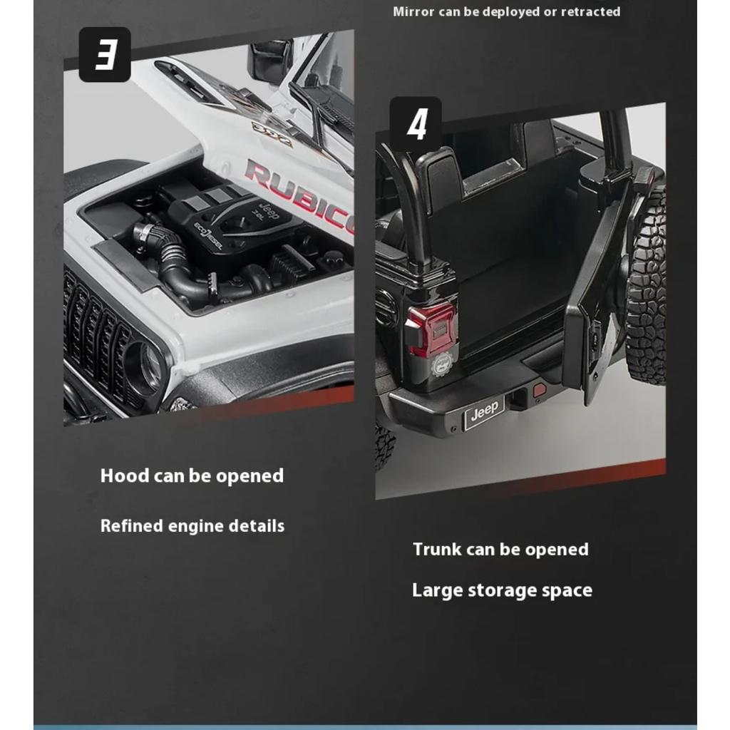 1/18 Jeep Wrangler Rubicon Off Road SUV Alloy Diecast Model Car Desktop Display Collectibles Ornaments Holiday Present for Boys