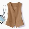 Gilet Suit da Donna Scollo a V Senza Maniche Abbottonatura Frontale Orlo Appuntito Monocolore Vestibilità Slim Top Gilet Casual da Ufficio