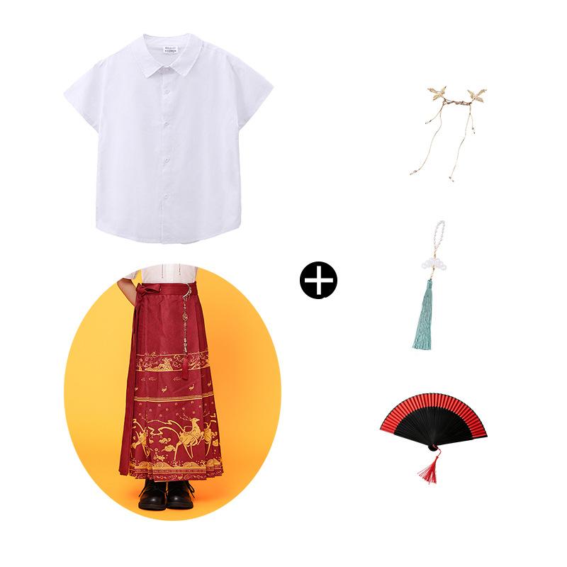 Children'S Chinese Style Performance Clothes, Primary School Students' Sports Meeting Boys And Girls' National Tide Horse Skirt, Hanfu Tang Clothing M