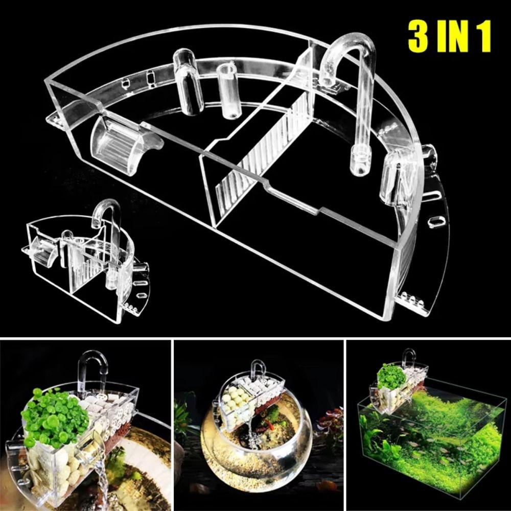 High Transparency Acrylic Fish Tank Top Filter Aquarium Water Purifier  Round Fish Tank