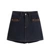 European American Summer New Plus Size Women's Thin Fashion Tape Dark Blue Casual Stretch Denim Short Culotte XL-5XL