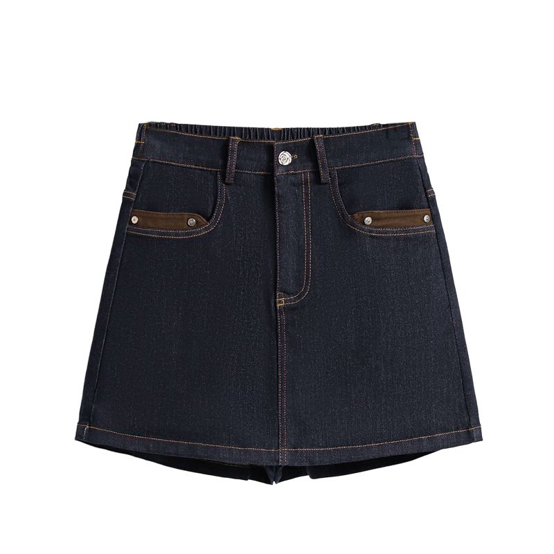 European American Summer New Plus Size Women's Thin Fashion Tape Dark Blue Casual Stretch Denim Short Culotte XL-5XL