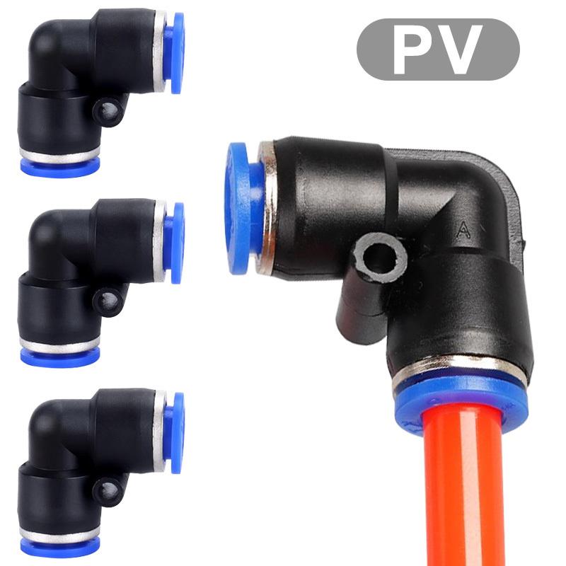 10PCS PV Degree Elbow Pneumatic Quick Fitting Plastic 4mm 6mm 8mm 10mm 12mm Air Hose Fitting Pipe Push In Water Quick Connector